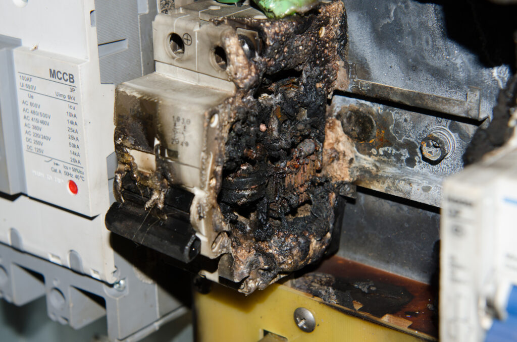 Circuit breaker burned.